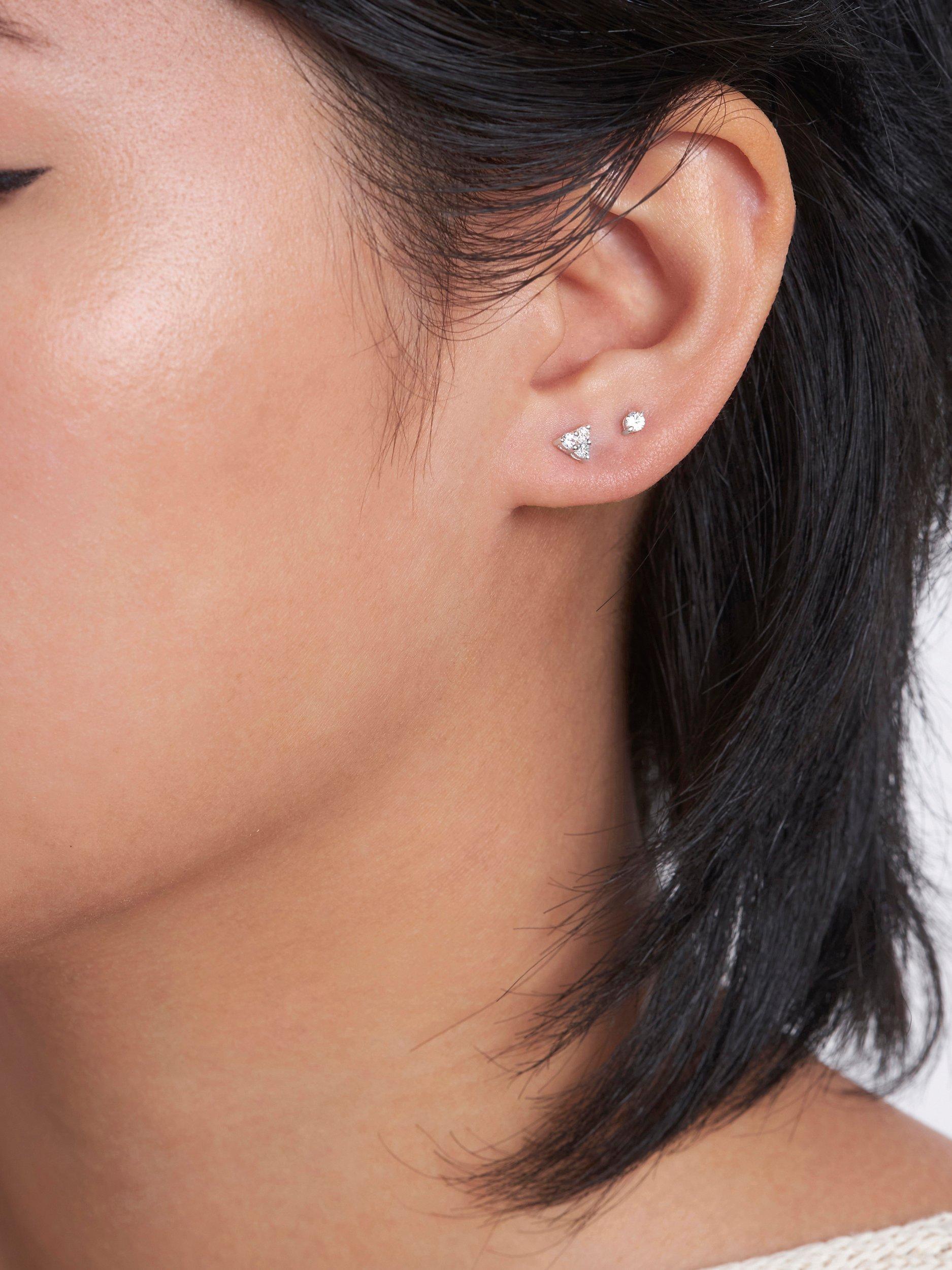 Product image 2 of 2, which shows Dinny Hall Shuga White Sapphire Trillion Stud Earrings, Silver