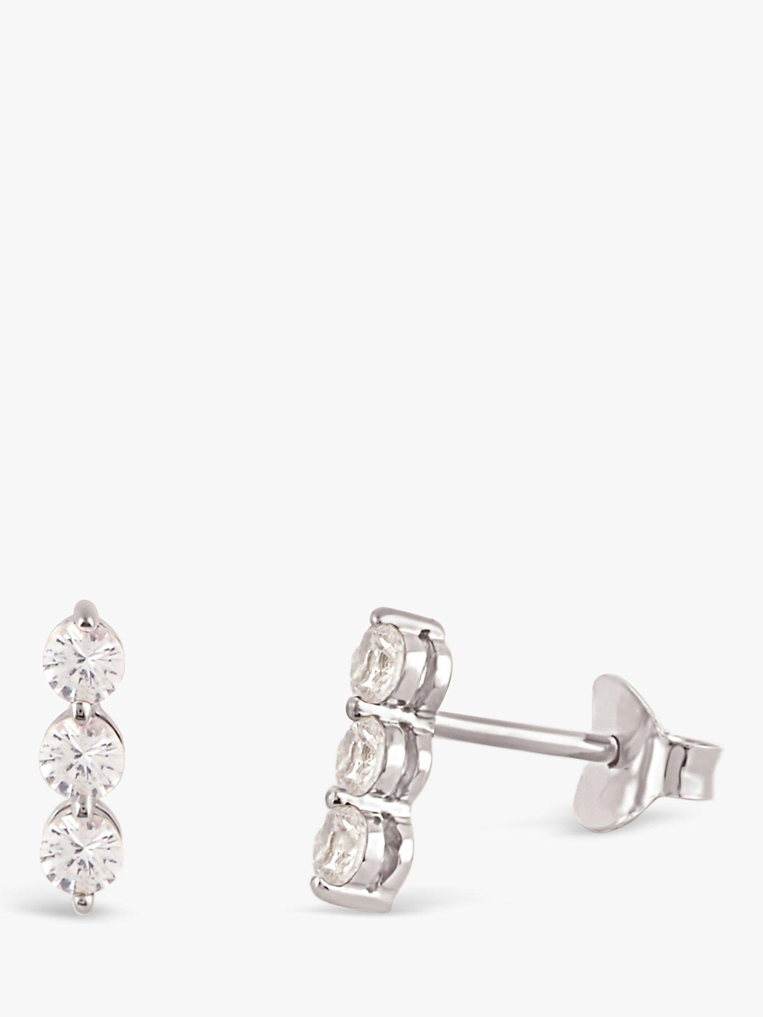 Dinny Hall Shuga White Sapphire Trio Bar Stud Earrings