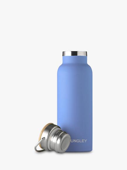 Treat Republic Personalised Stainless Steel & Bamboo Drinks Bottle, 500ml, Black - view 2, Blue