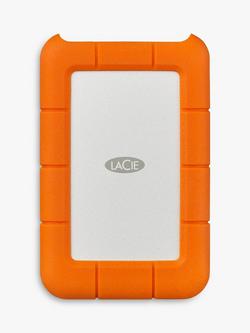LaCie Rugged External Hard Disk Drive, 2TB, USB Type-C, Orange, Orange