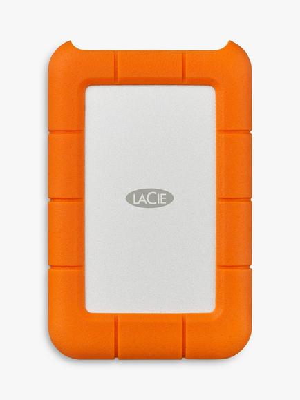 LaCie Rugged External Hard Disk Drive, 2TB, USB Type-C, Orange, Orange