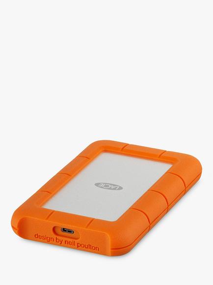 LaCie Rugged External Hard Disk Drive, 1TB, USB Type-C, Orange - view 2, Orange