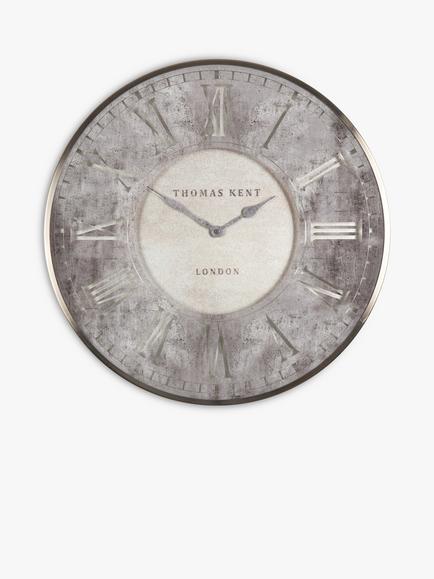 Thomas Kent Florentine Star Roman Numeral Analogue Wall Clock - view 2, Silver