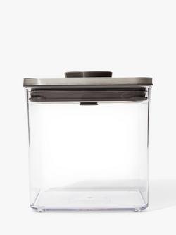OXO POP Stainless Steel Lid Square Kitchen Storage Container, Clear, Clear