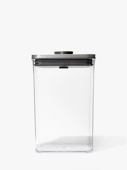 OXO POP Stainless Steel Lid Rectangular Kitchen Storage Container, Clear, Clear