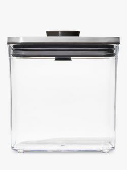 OXO POP Stainless Steel Lid Rectangular Kitchen Storage Container, Clear, Clear