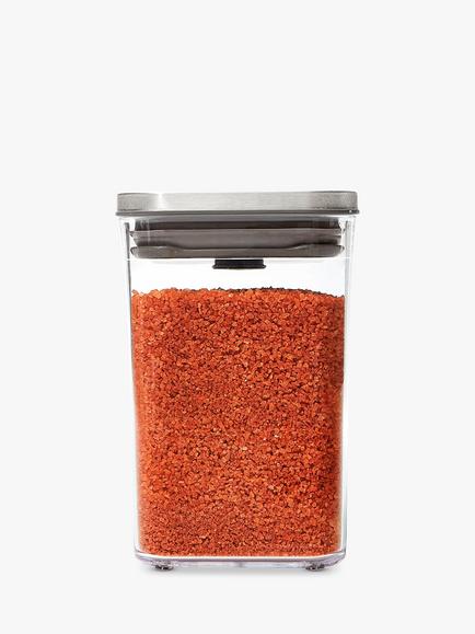 OXO POP Stainless Steel Lid Square Kitchen Storage Container, Clear - view 2, Clear