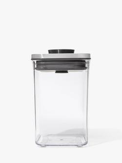 OXO POP Stainless Steel Lid Square Kitchen Storage Container, Clear, Clear