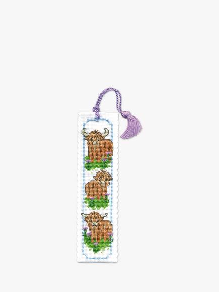 Textile Heritage Highland Coos Bookmark Counted Cross Stitch Kit, Multi