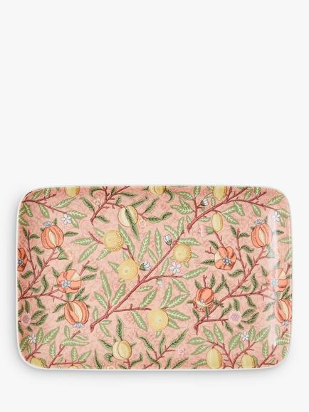 Morris & Co. Spode Porcelain Fruit Print Sandwich Tray, 31cm, Multi, Pink/Multi