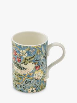 Morris & Co. Spode Strawberry Thief Mug, 340ml, Blue/Multi, Blue/Multi