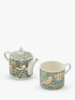 Morris & Co. Spode Strawberry Thief Tea-For-One Teapot, 280ml, Blue/Multi - view 2, Blue/Multi