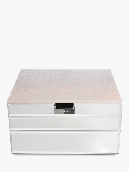 Stackers Glass Classic Jewellery Box, Set of 3 Layers, Light Pink