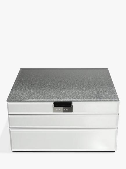 Stackers Glass Classic Jewellery Box, Set of 3 Layers, Graphite