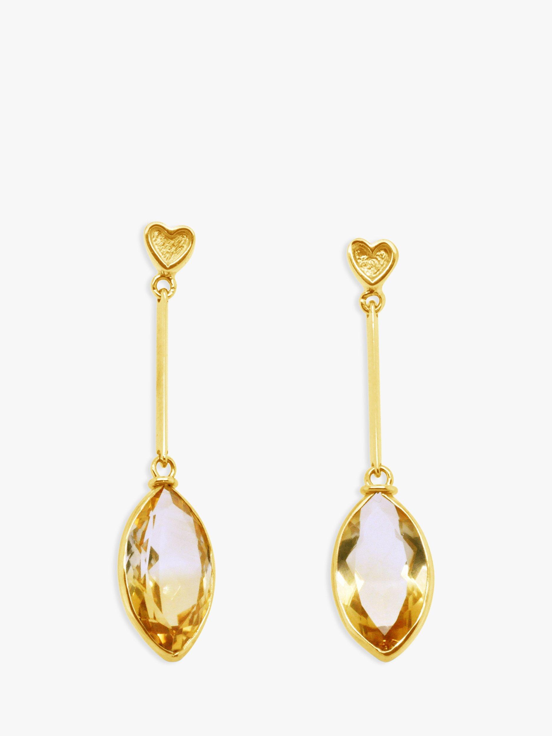 Product image 1 of 3, which shows Milton & Humble Jewellery 9ct Gold Pre-Loved Citrine Drop Earrings