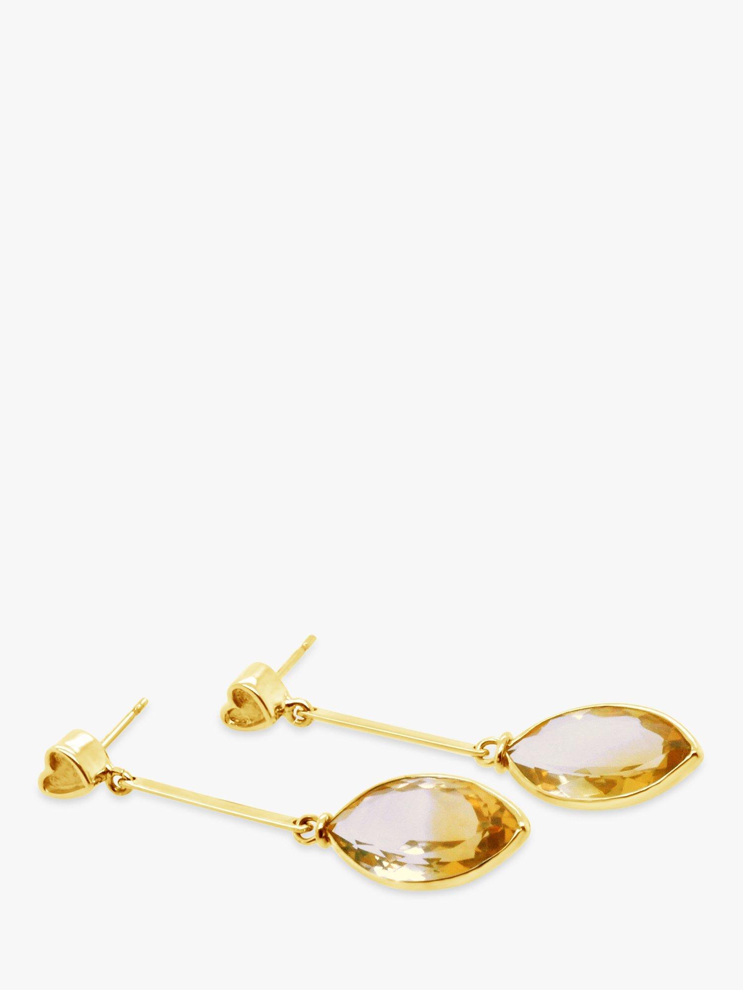 Product image 2 of 3, which shows Milton & Humble Jewellery 9ct Gold Pre-Loved Citrine Drop Earrings