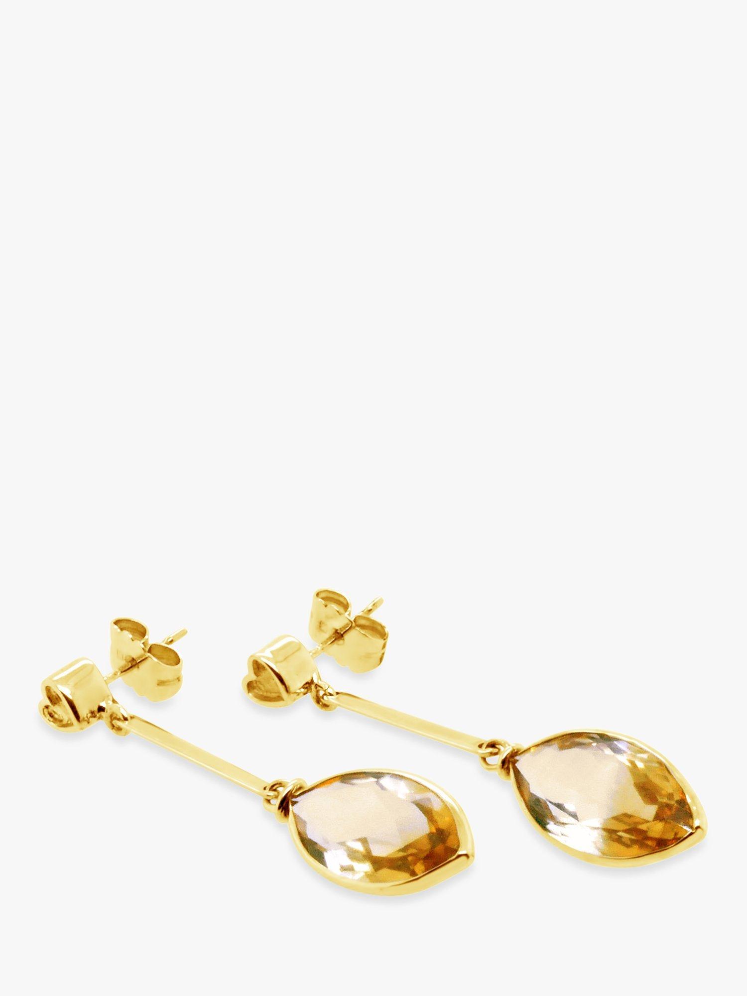Product image 3 of 3, which shows Milton & Humble Jewellery 9ct Gold Pre-Loved Citrine Drop Earrings