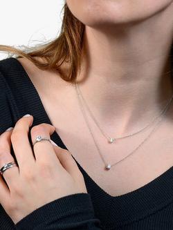 E.W Adams 18ct White Gold Solitaire Diamond Pendant Necklace - view 2, Silver