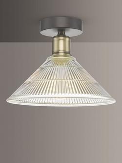 Där Boyd Semi Flush Prismatic Glass Ceiling Light, Clear/Brass, Clear/Brass