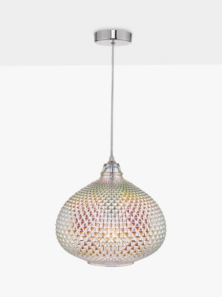 Där Roisin Textured Glass Ceiling Light, Iridescent - view 2, Iridescent