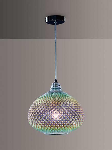 Där Roisin Textured Glass Ceiling Light, Iridescent, Iridescent