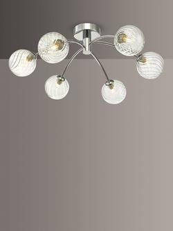 Där Izzy Twisted Glass Large Semi Flush Ceiling Light, Clear/Polished Chrome, Clear/Polished Chrome