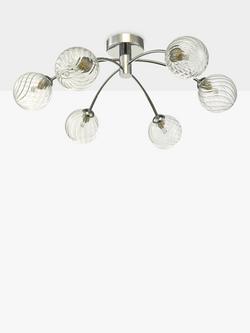 Där Izzy Twisted Glass Large Semi Flush Ceiling Light, Clear/Polished Chrome - view 2, Clear/Polished Chrome