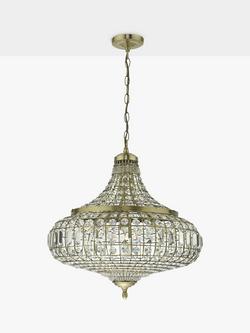 Där Asmara Crystal Ceiling Light, Antique Brass - view 2, Antique Brass