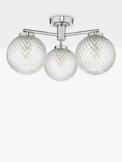 Där Wayne Textured Glass Semi Flush Bathroom Ceiling Light, Clear/Polished Chrome - view 2, Polished Chrome