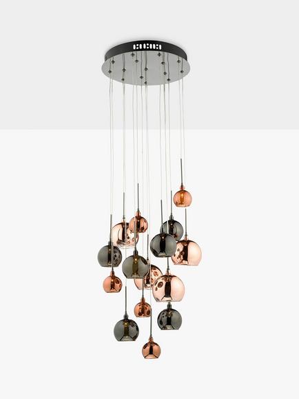 Där Aurellia 15 Pendant Cluster Ceiling Light, Copper/Bronze - view 2, Copper/Bronze