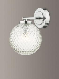 Där Wayne Textured Glass Bathroom Wall Light, Clear/Polished Chrome, Clear/Polished Chrome