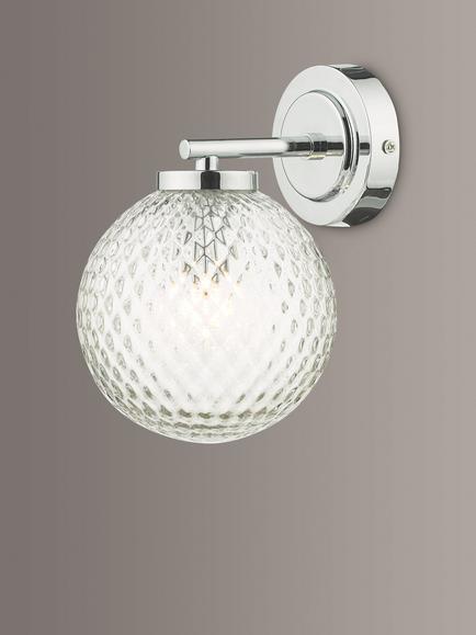 Där Wayne Textured Glass Bathroom Wall Light, Clear/Polished Chrome - view 2, Clear/Polished Chrome