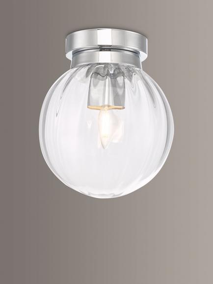 Där Kavi Semi Flush Bathroom Ceiling Light, Clear/Polished Chrome, Clear/Polished Chrome