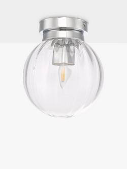 Där Kavi Semi Flush Bathroom Ceiling Light, Clear/Polished Chrome - view 2, Clear/Polished Chrome