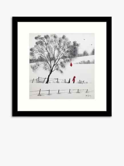 John Lewis Adam Barsby 'Red Kite' Framed Print & Mount, 54.5 x 54.5cm, White/Black, White/Black