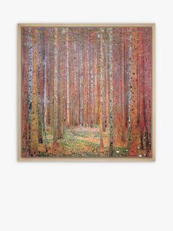 John Lewis Gustav Klimt 'Tannenwald I' Wood Framed Canvas Print, 94 x 94cm, Orange, Orange