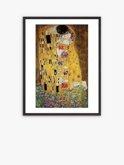 John Lewis Gustav Klimt 'The Kiss' Wood Framed Print & Mount, 82 x 62cm, Gold/Multi, Gold/Multi
