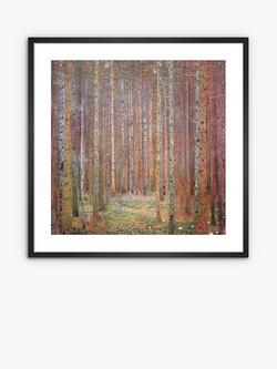 John Lewis Gustav Klimt 'Tannenwald I' Wood Framed Print & Mount, Orange, Orange