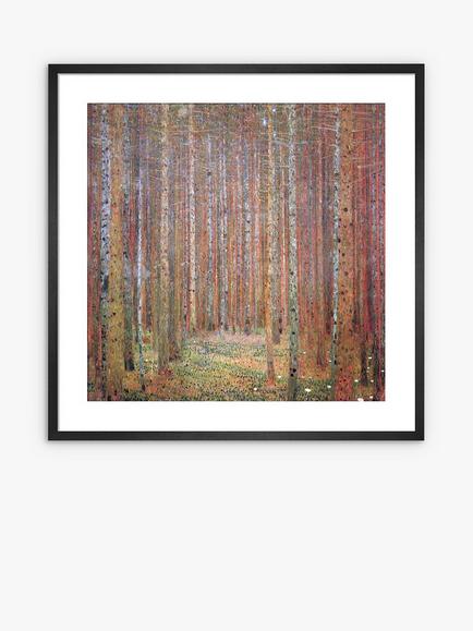 John Lewis Gustav Klimt 'Tannenwald I' Wood Framed Print & Mount, Orange, Orange