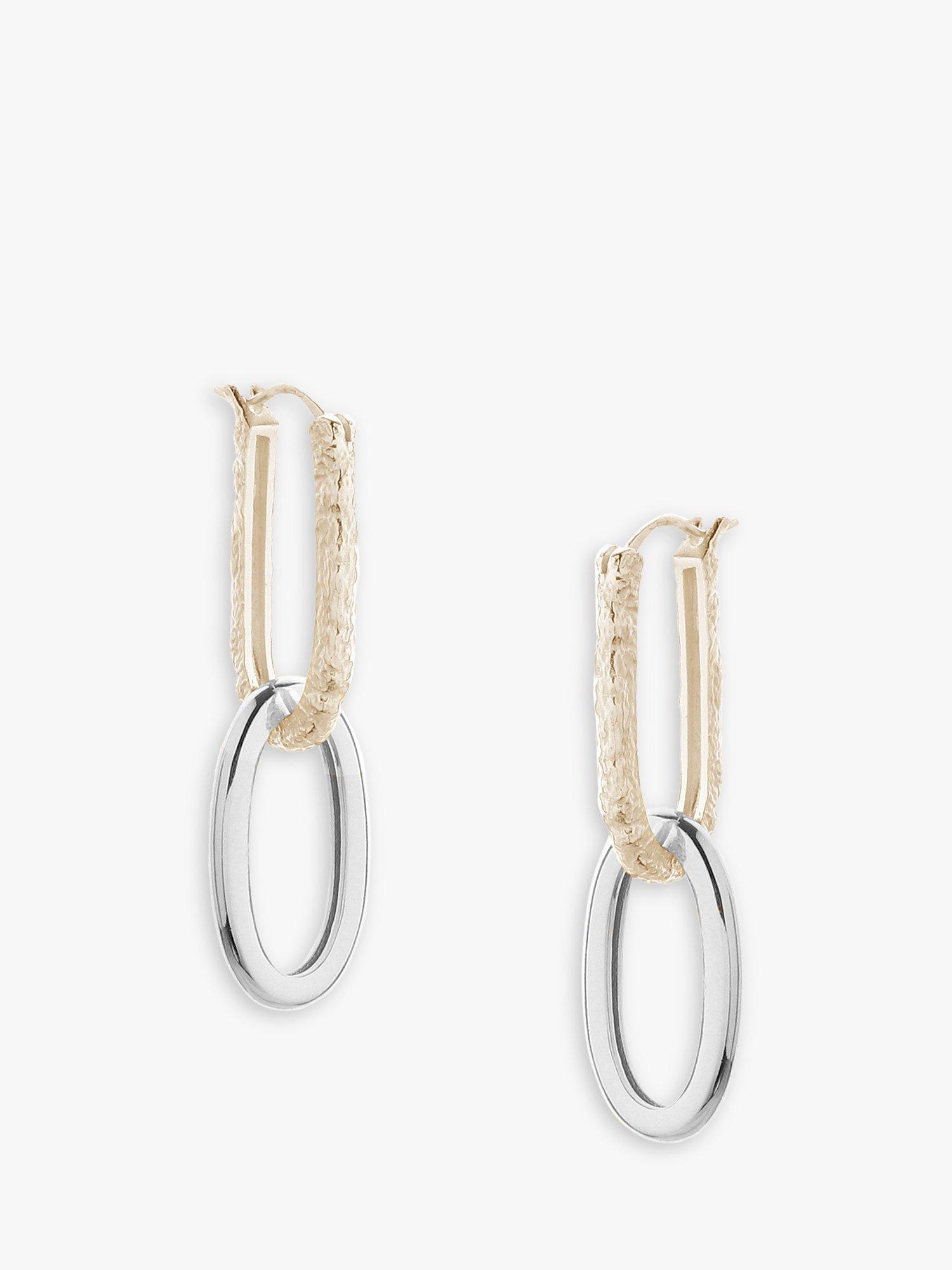 Tutti & Co Double Link Drop Earrings, Silver/Gold