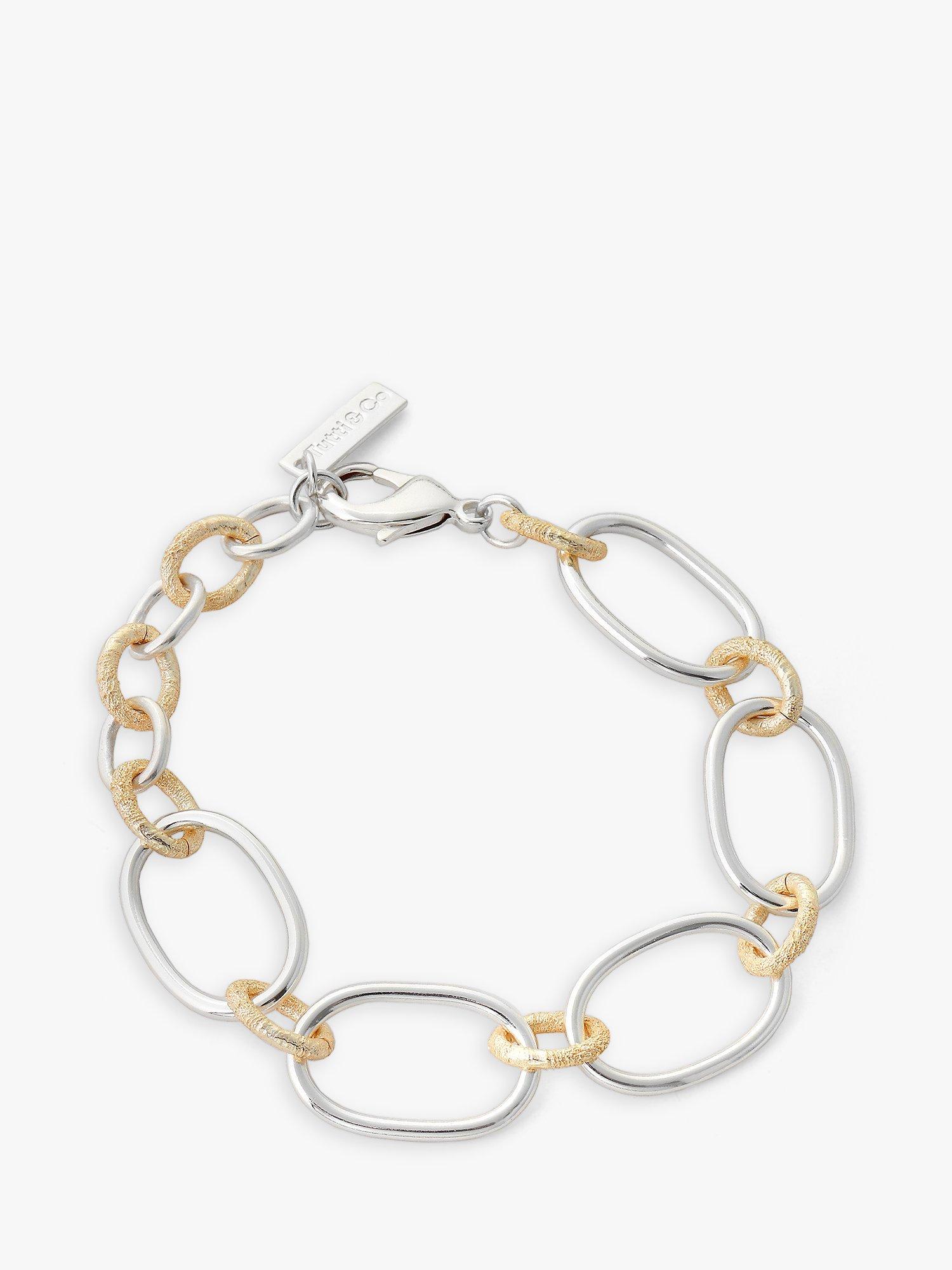 Tutti & Co Two Tone Oval Link Chain Bracelet, Silver/Gold