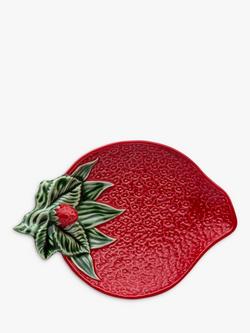 Bordallo Pinheiro Strawberry Earthenware Serving Dish, 21cm, Red, Red