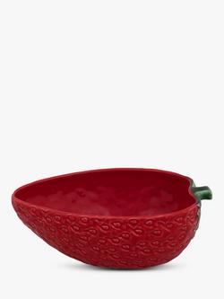 Bordallo Pinheiro Strawberry Earthenware Serving Bowl, 22cm, Red, Red