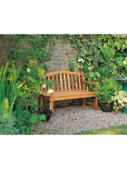 Barlow Tyrie Waveney 2-Seat Teak Wood Garden Bench, Natural - view 2, Natural