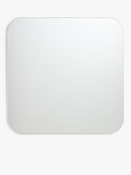 John Lewis Curve Bathroom Mirror, Square, Silver