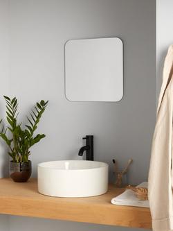 John Lewis Curve Bathroom Mirror, Square - view 2, Silver