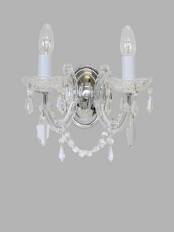 Impex Marie Theresa Crystal Wall Light, Clear/Chrome