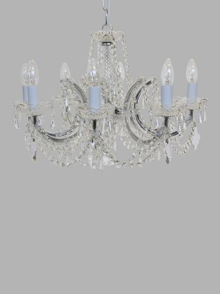 Impex Marie Theresa Crystal Chandelier Ceiling Light, 8 Arms, Clear/Chrome