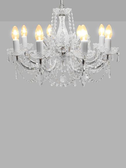 Impex Marie Theresa Crystal Chandelier Ceiling Light, 8 Arms - view 2, Clear/Chrome