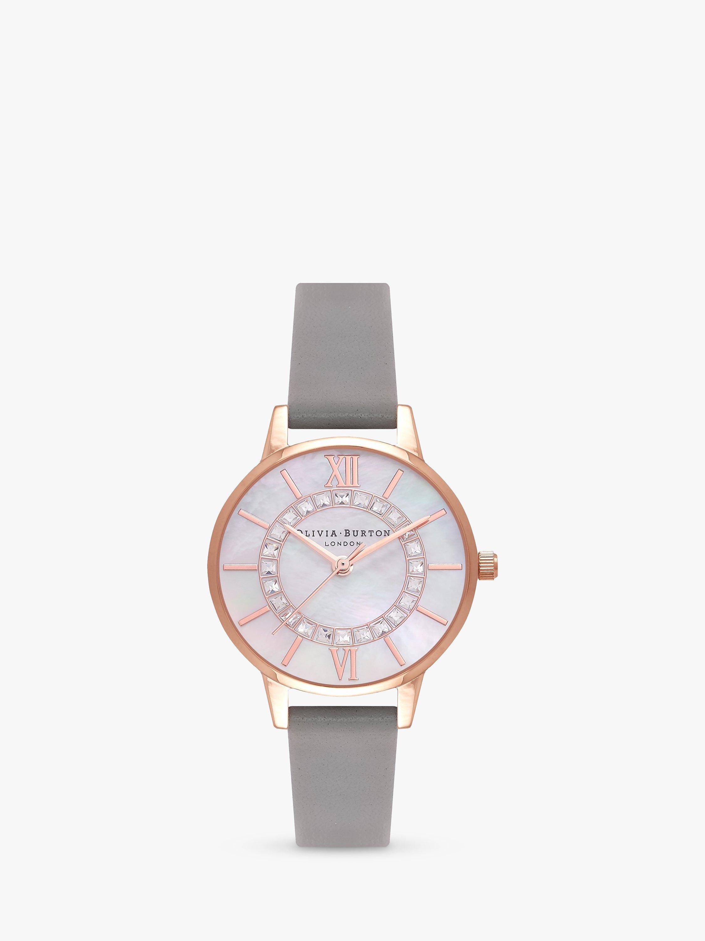 Olivia Burton Women's Wonderland Crystal Leather Strap Watch